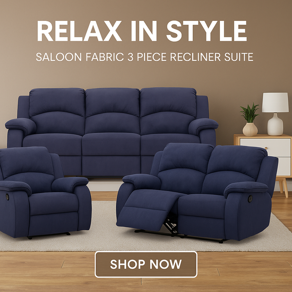 SALOON Fabric 3 Piece Recliner Suite with 2 Seater