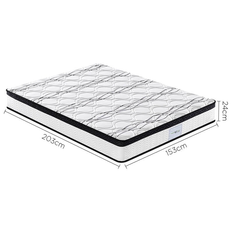 Kingston 24cm Thick Pillow Top Cool Foam Pocket Spring Medium Firm Mattress - Queen