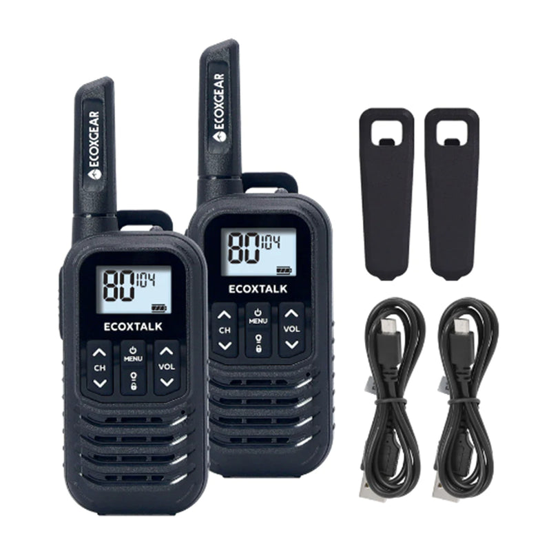 ECOXGEAR ECOXTALK EXG50 (Twin Pack) UHF 0.5Watt CB Handheld 2-Way Radio walkie talkie 3km+ Range, 20 hours Operating Time ,80 channels AU/NZ