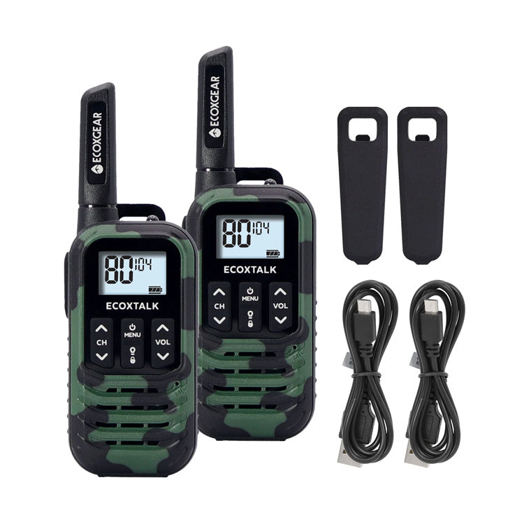 ECOXGEAR ECOXTALK EXG50 (Twin Pack) UHF 0.5Watt CB Handheld 2-Way Radio walkie talkie (Camouflage Colour) 3km+ Range, 20 hours Operating Time ,80 channels AU/NZ