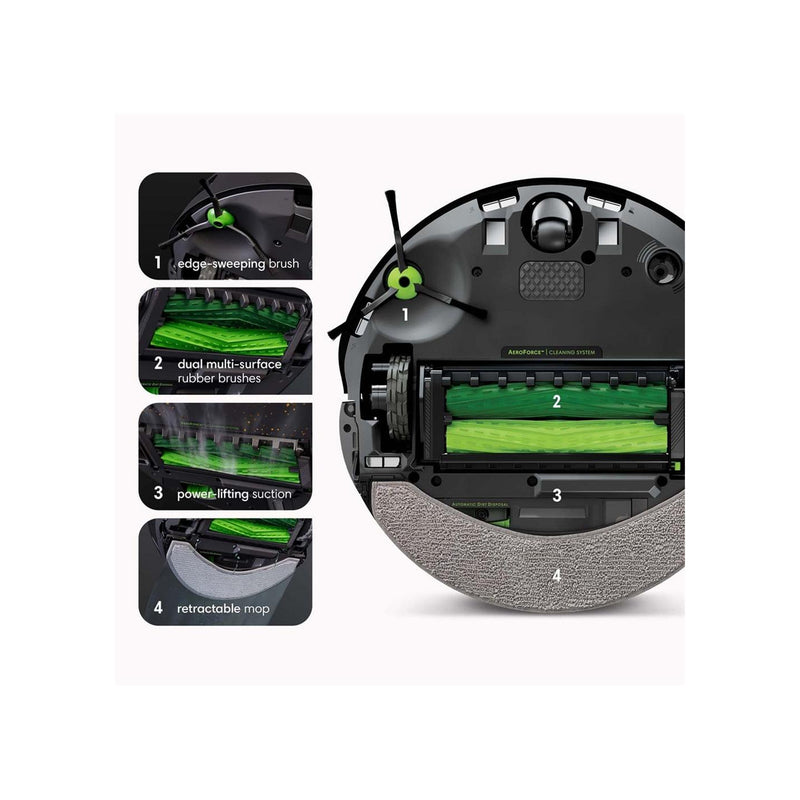 iRobot Roomba Combo j7+ Self-Emptying Robot Vacuum & Mop - Automatically vacuums and mops Without Needing to Avoid Carpets, Identifies & Avoids Obstacles, Smart Mapping, Ideal for Pets,Graphite