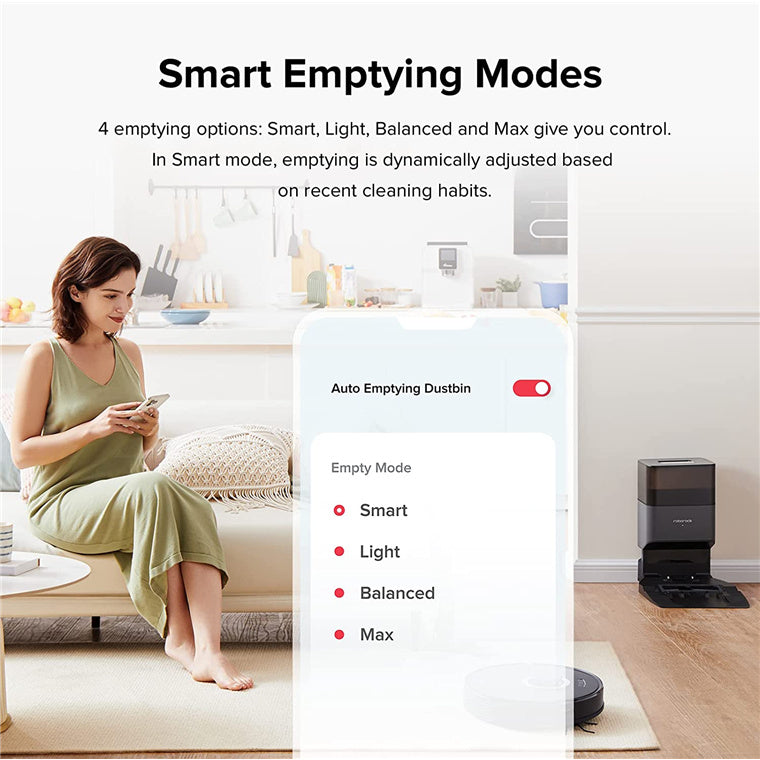 Roborock Q7 Max Black Vacuum Cleaner Docking Automatic Dust Collection Self Sealing Dust bag, Hold up to 7 weeks of Dust, App Controlled.