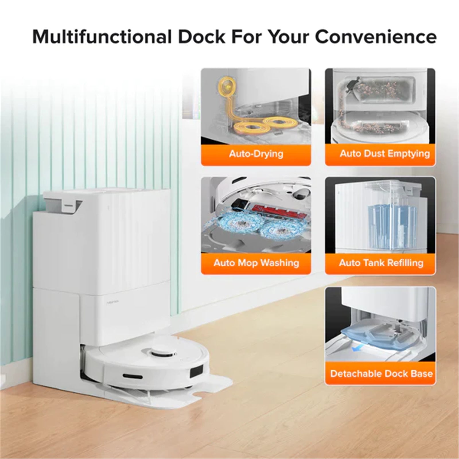 Roborock Q Revo White Vacuum Cleaner with Multifunction Dock 2 in 1 Sweeping and Mopping 5500Pa Suction, Obstacle Avoidance - Layaway AU