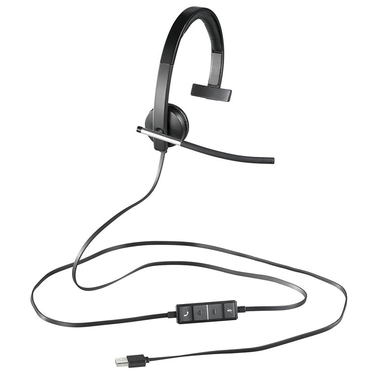 Logitech H650e USB Wired On-Ear Active Noise Cancelling Headset, Mono - UC Certified