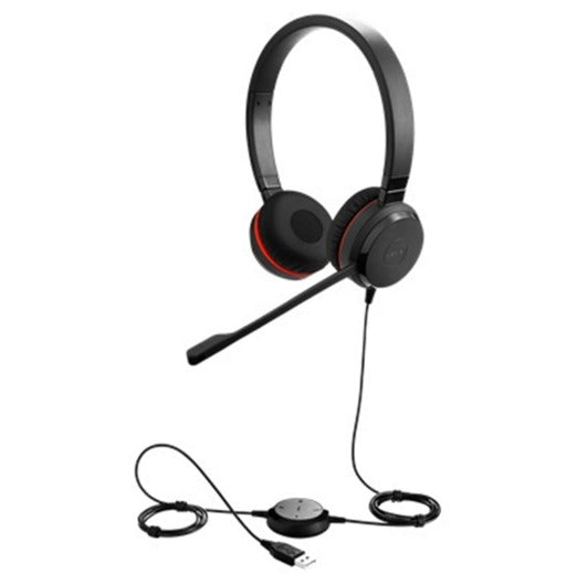 Jabra Evolve 20 SE USB-A Wired On-Ear Headset with In-Line Controls - Teams Certified