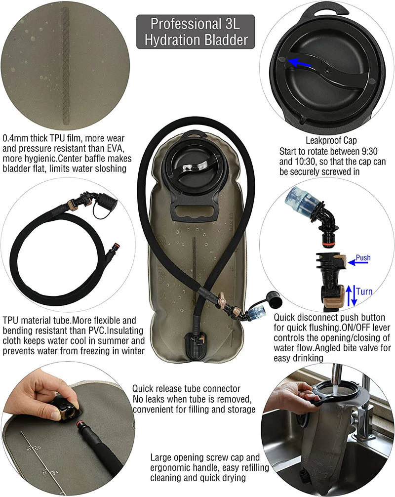 MARCHWAY Tactical Molle Hydration Backpack 3L TPU Water Bladder - Layaway AU