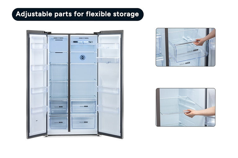 Kogan 631L Side by Side Fridge with Water Dispenser (Stainless Steel)