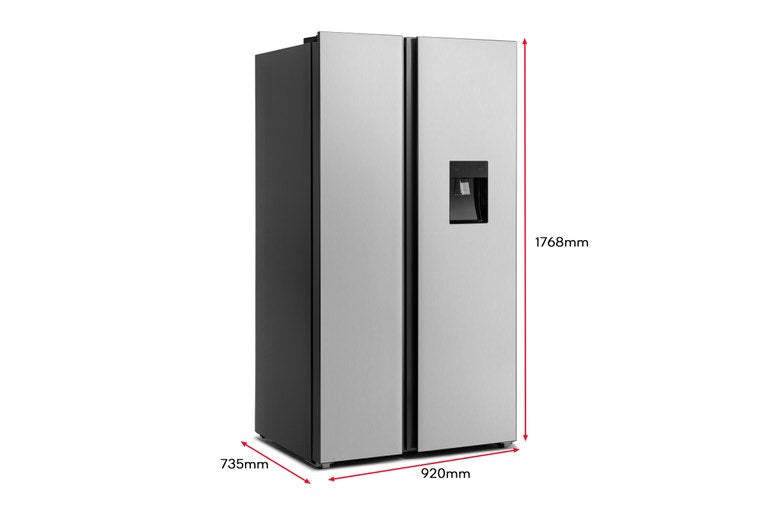 Kogan 631L Side by Side Fridge with Water Dispenser (Stainless Steel)