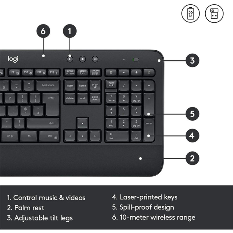 Logitech MK545 Wireless Advanced Keyboard & Mouse Combo
