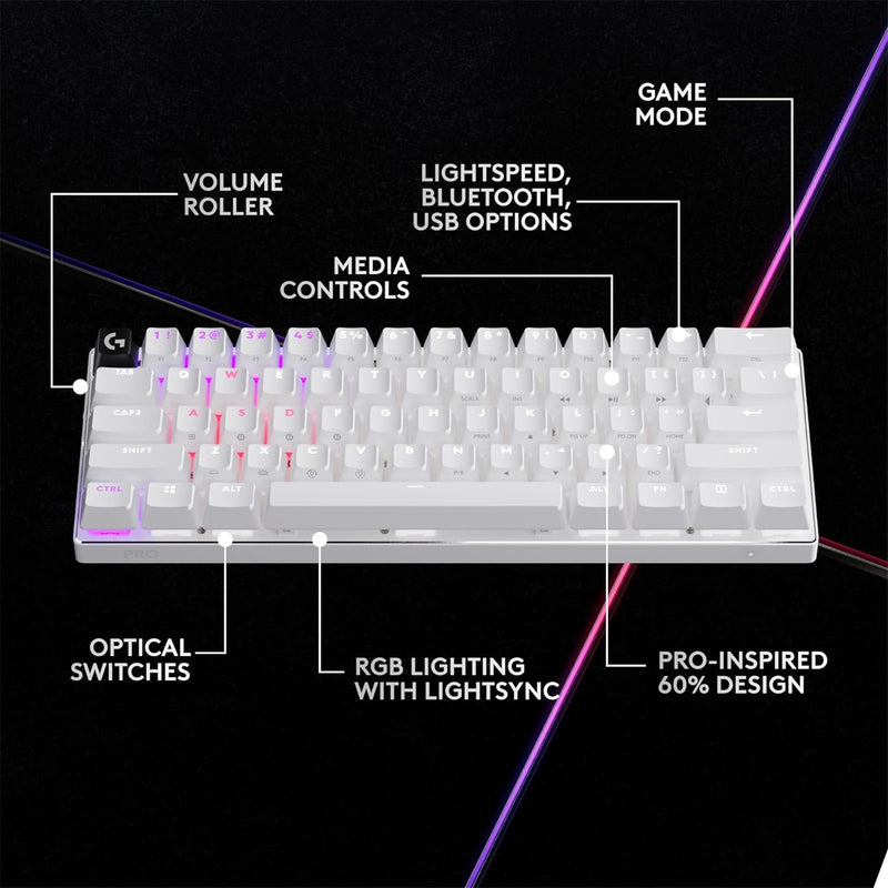 Logitech G Pro X 60 LIGHTSPEED Gaming Keyboard - White
