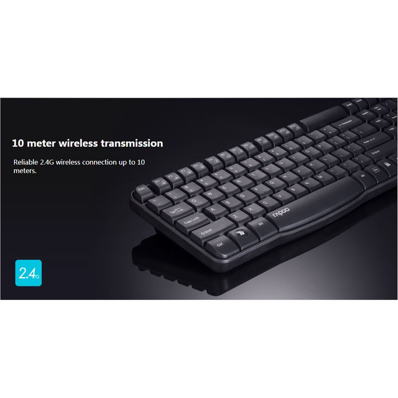 Rapoo E1050 Anti-Splash MULTIMEDIA HOTKEY Keyboard - Black