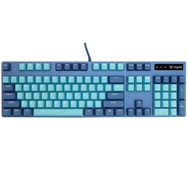 Rapoo V500 Pro Backlit Mechanical Spill Resistant, Metal Cover Gaming Keyboard, Cyan Blue
