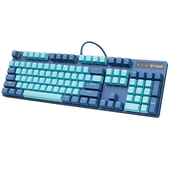 Rapoo V500 Pro Backlit Mechanical Spill Resistant, Metal Cover Gaming Keyboard, Cyan Blue