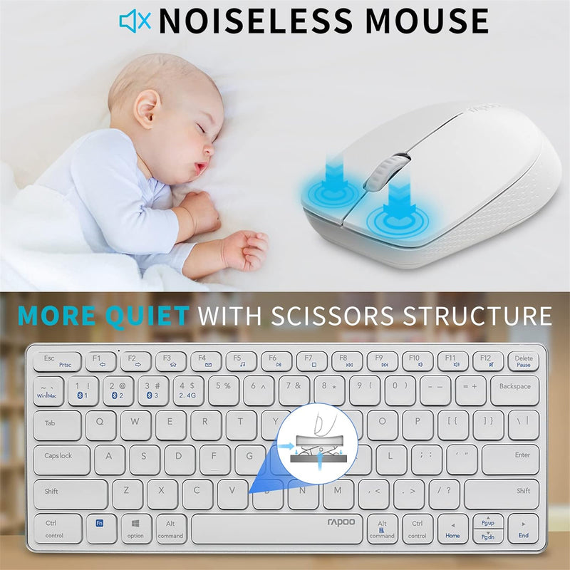Rapoo 9050M White Dual-Mode Wireless Keyboard & Mouse Combo - White