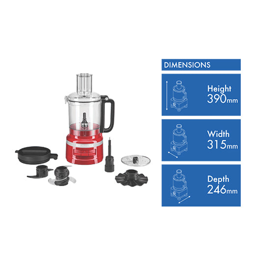 KitchenAid 9 Cup 1L Food Processor Empire Red