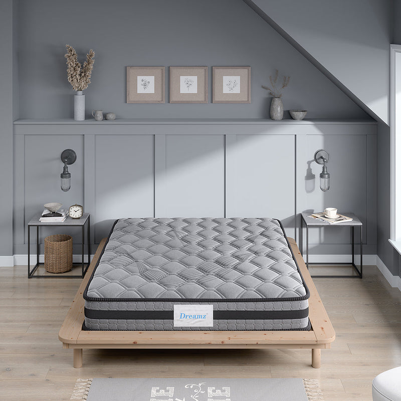 Charlotte 22cm Spring Foam Mattress Medium Firm Dark Grey - Double