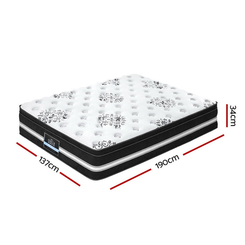 Eleya 34cm Thick Euro Top Cool Gel Pocket Spring Mattress - Double