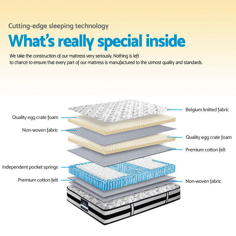 Kent 24cm Thick Tight Top Pocket Spring Mattress - Double