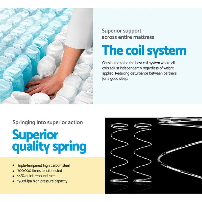 Kent 24cm Thick Tight Top Pocket Spring Mattress - Queen