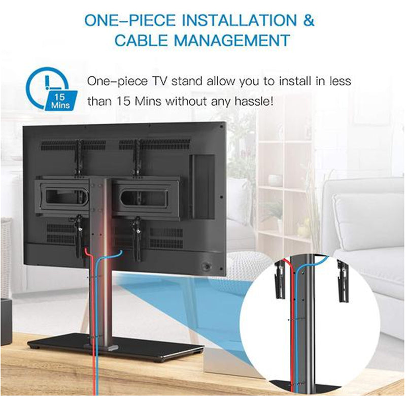 Perlesmith PSTVS11 Universal Tabletop TV Stand for 37-70 Inch TVs VESA 100X100mm to 600X400mm w/Solid steel pillar