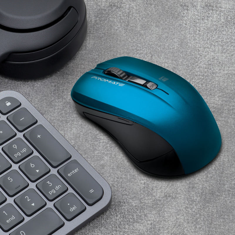 Promate CONTOUR.BL Ergonomic Wireless Mouse - Blue