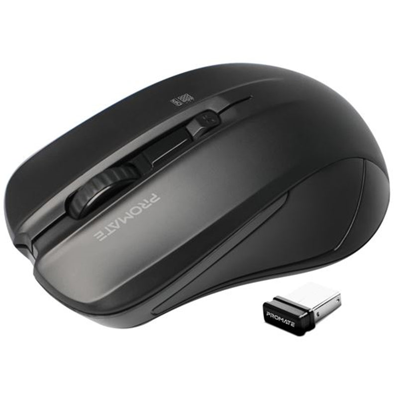 Promate CONTOUR.BLK Ergonomic Wireless Mouse - Black
