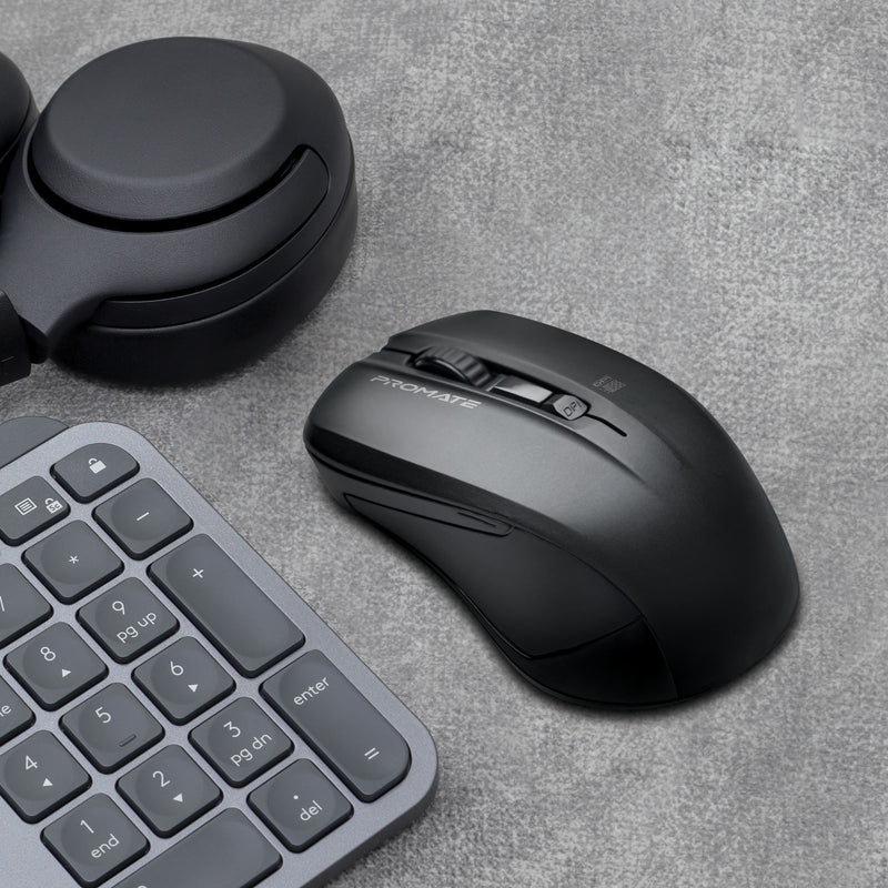 Promate CONTOUR.BLK Ergonomic Wireless Mouse - Black