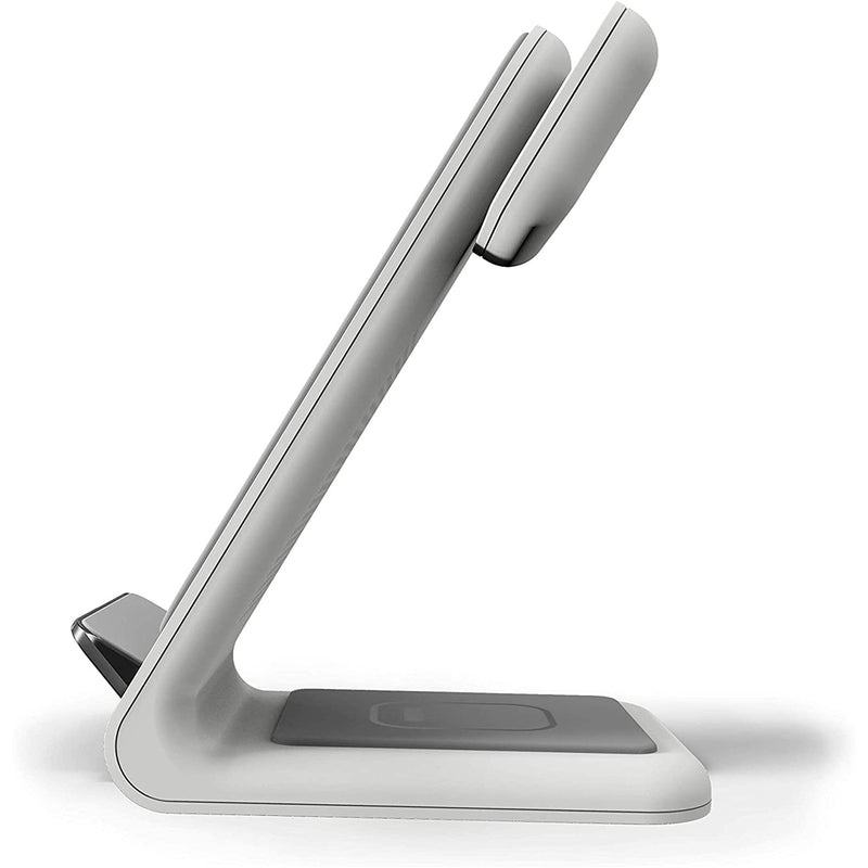 STM ChargeTree Swing - white, 3-in-1 Wireless Charging Station for iPhone/Samsung/Android (15W/7.5W), AirPods (5W), Apple Watch (3W) - Qi Certified Charging