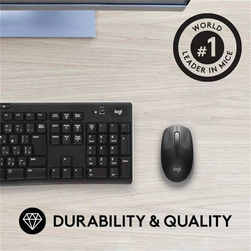 Logitech M190 Full Size Wireless Mouse - Charcoal