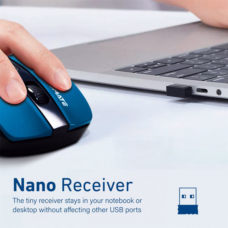 Promate CURSOR.BL EZGrip Ergonomic Wireless Mouse - Blue