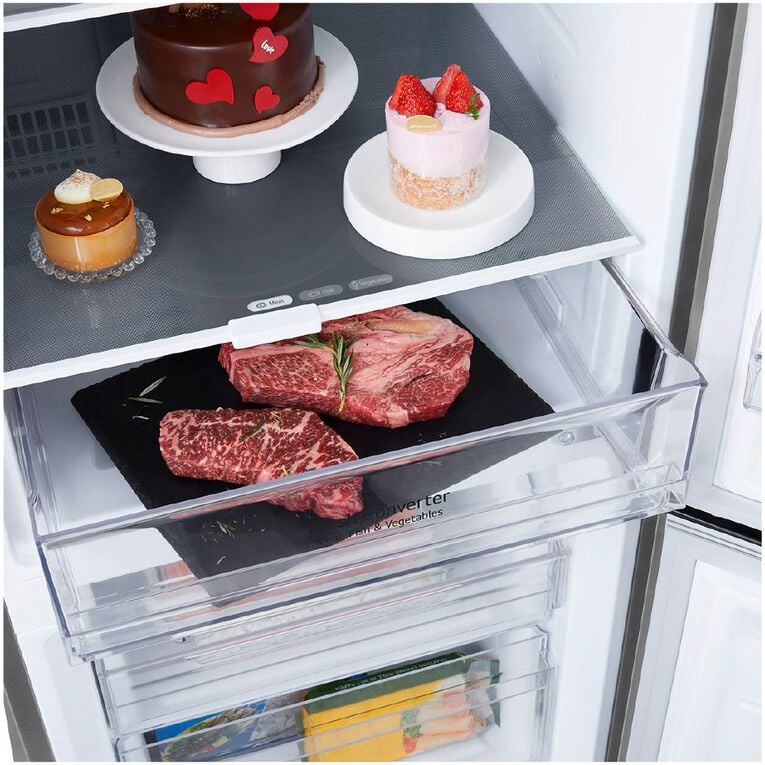 LG 335L Bottom Mount Fridge Freezer - Platinum Silver Finish