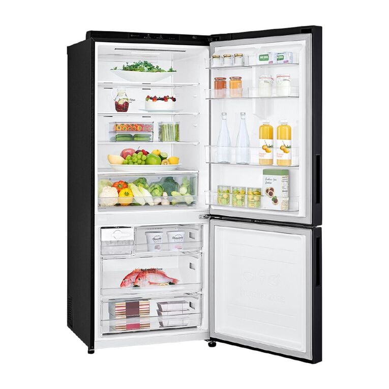 LG 420L Bottom Mount Fridge Freezer - Black Finish