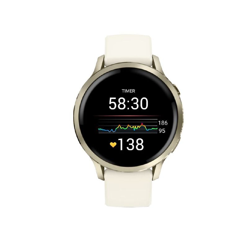 Garmin Venu 4 41mm Smartwatch Lunar Gold Bone Silicone Band