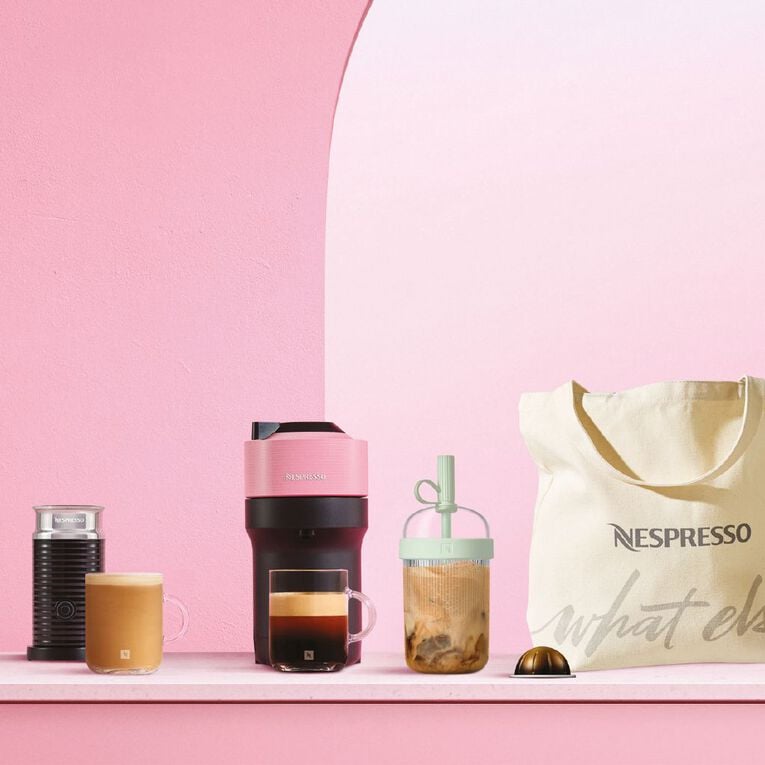 Nespresso Vertuo Pop Capsule Coffee Machine By De'Longhi - Candy Pink Value Pack