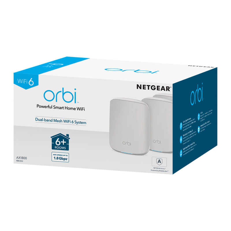 NETGEAR Orbi RBK353 (AX1800) Dual-Band WiFi 6 Mesh System - 3 Pack