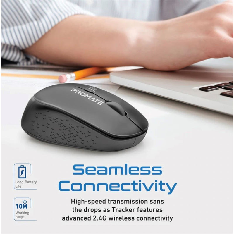 Promate TRACKER.BLK Ergonomic Wireless Mouse 800/1200/1600 Dpi. 10m Working Range. Included