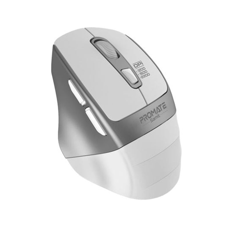 Promate SAMIT.WHT Ergonomic Silent Click Wireless Mouse - White