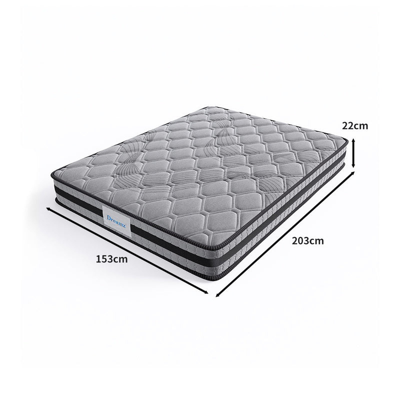 Charlotte 22cm Spring Foam Mattress Medium Firm Dark Grey - Queen