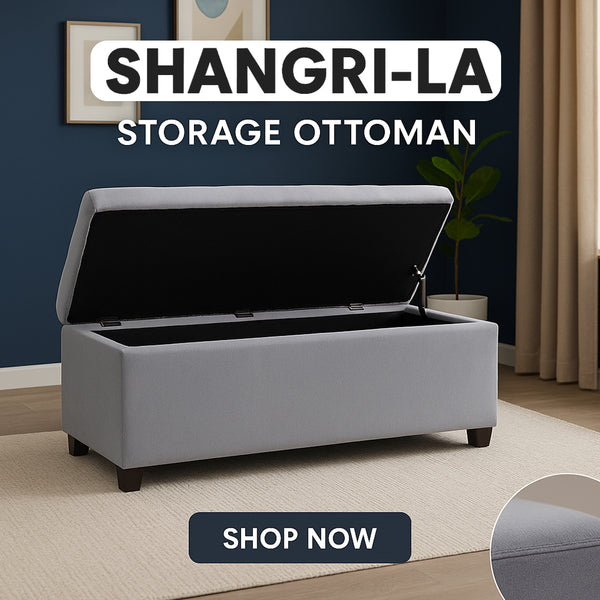 Shangri-La Storage Ottoman (Ash Grey)