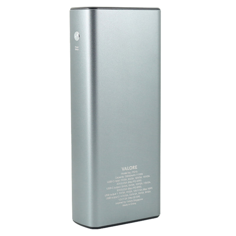 Valore PD15 65W-PD 30,000mAh Power Bank (2x USB-A + 1x USB-C Port) with Digital Power Display
