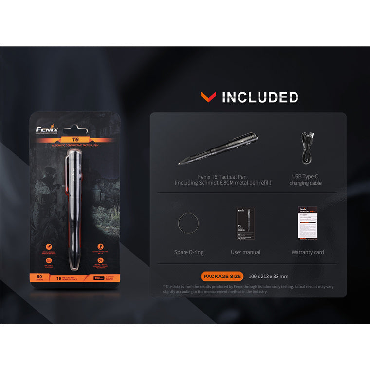 Fenix Tactical & EDC Flashlight T6 Rechargeable LED Pen Black