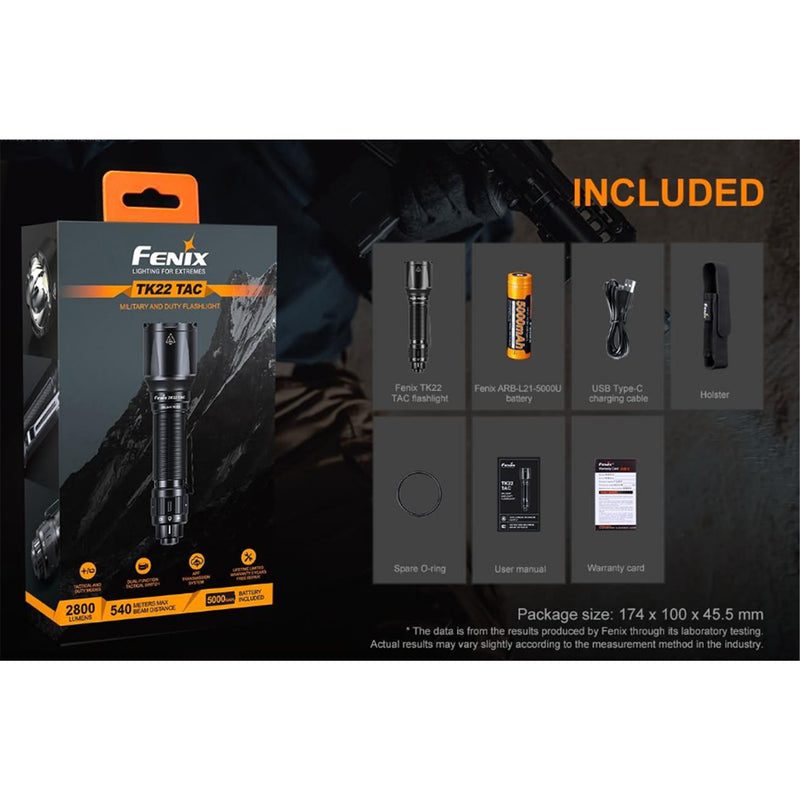 Fenix Tactical Flashlights TK22 TAC Promotion Pack Buy One TK22TAC Rechargeable Flashlight Get One Traffic Wand for FREE! Till Stock Last!