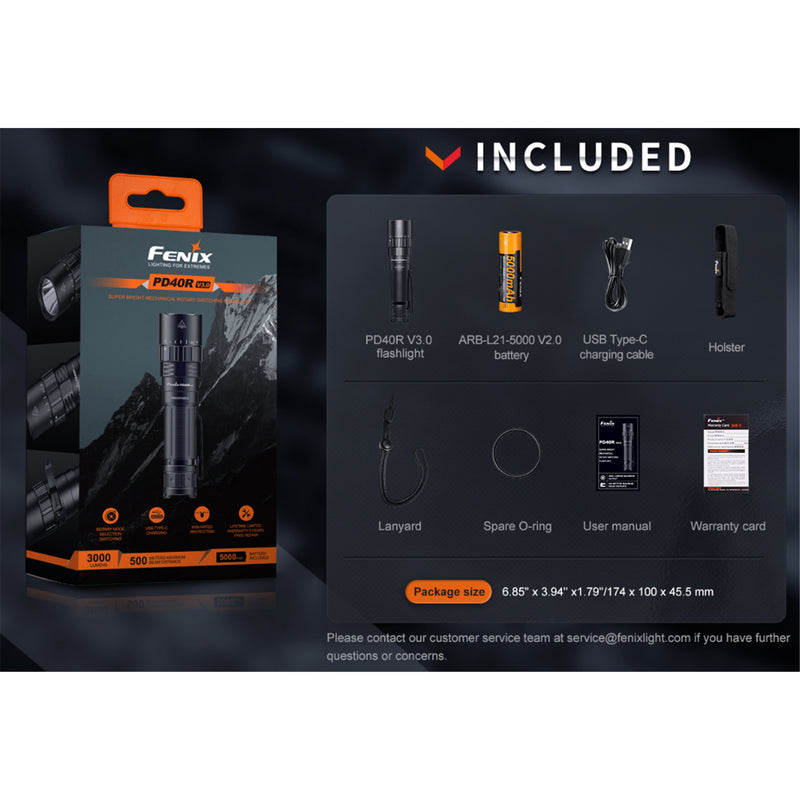 Fenix Tactical & Ourdoor Flashlights PD40R V3.0 Heavy-Duty Rechargeable LED Torch