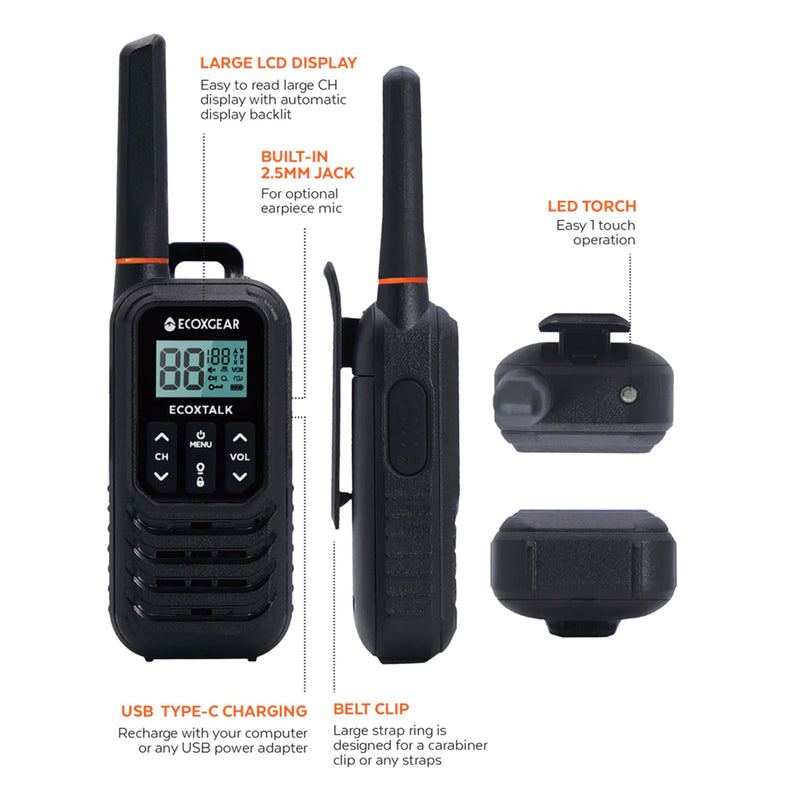 ECOXGEAR EcoX UHF 1W 2 Pk Black
