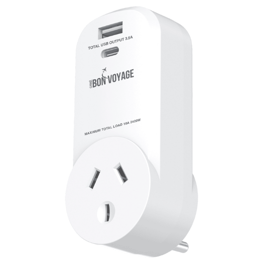 Bon Voyage Travel Adaptor AU to USA (2 USB Ports)