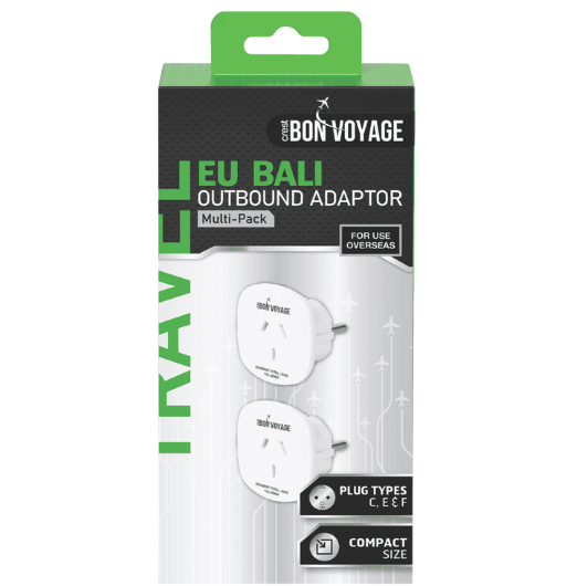 Bon Voyage Travel Adaptor Australia to Europe (2 Pack)