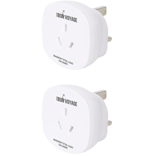 Bon Voyage Travel Adaptor Australia to UK (2 Pack)
