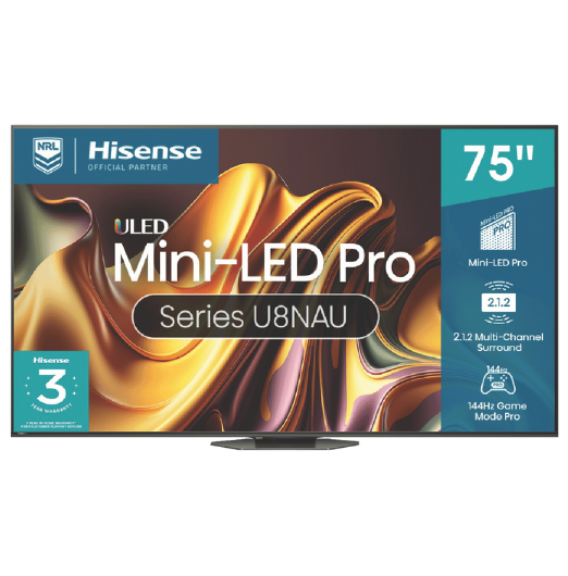 Hisense 75" U8NAU 4K Mini-LED QLED Smart TV 24