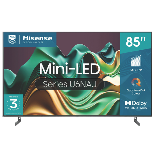 Hisense 85" U6NAU 4K Mini-LED QLED Smart TV 24