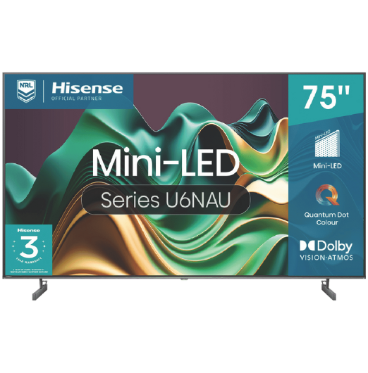 Hisense 75" U6NAU Mini-LED 4K QLED Smart TV 24